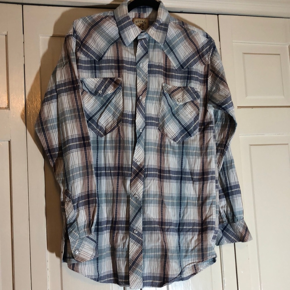 Double R by Resistol plaid western shirt Pearl Button Snaps SZ M R1